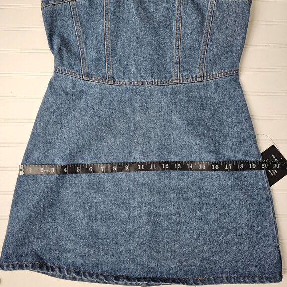 Lulus Women's Medium Wash Corset Stitched Sleeveless Denim Mini Dress Size M NWT - Picture 14 of 15